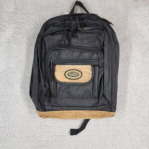 Vintage Trailmaker Equipment Black Backpack With Genuine Suede Trim‎ Padded Back